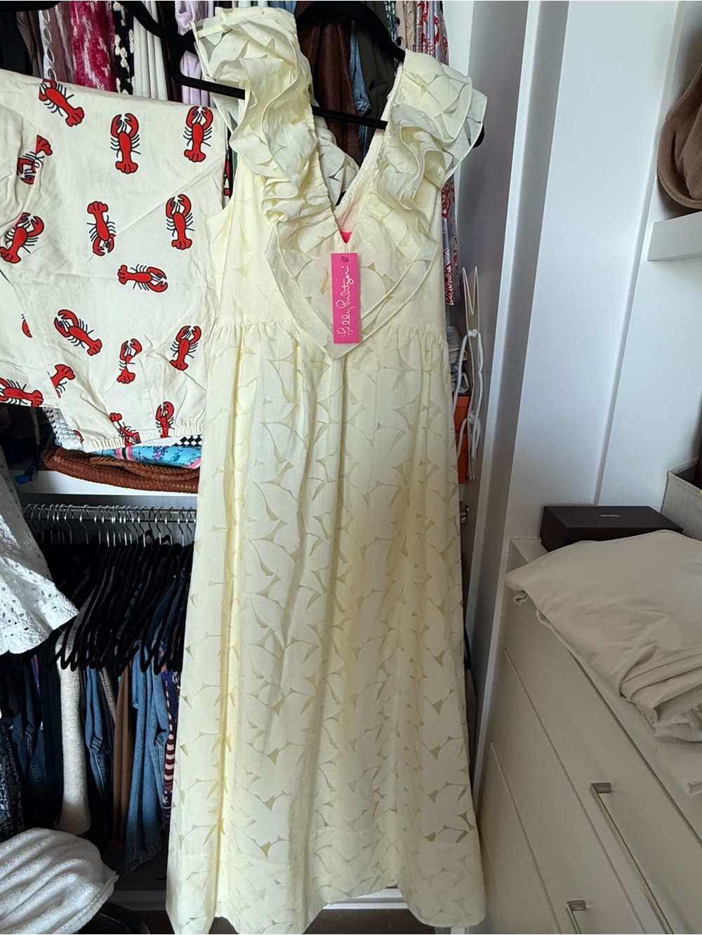 Lilly Pulitzer Pale Yellow Ritamarié Ruffle Maxi Dress size 12 - Picture 4 of 4